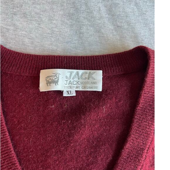 Jack Scotland 100% cashmere mens XL red maroon sleeveless vest classic timeless - Picture 5 of 5